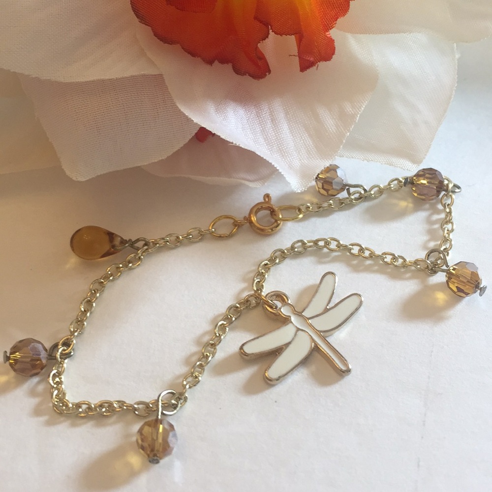 Dragonfly and amber. Bracelet.